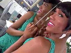 Nubian inexperienced tranny milking fat cock