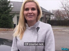 Hot blonde MILF with massive boobs gets rough banged by stranger for cash