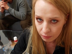 Redhead slut Hailey White fucks other man while her cuckold hubby watches
