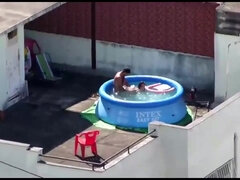素人, デカパイ, 茶髪の, 捕まる, オナニー, ヌード, 公共, オマンコ