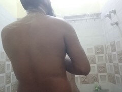 Cuarto de baño, Pareja, Indio, Ducha, Inodoro