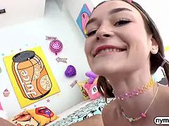 Blondine, Blasen, Besamung, Monster, Zierlich, Zopf, Muschi, Titten