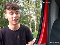 Big tits, Blowjob, Car, Cougar, Deepthroat, Masturbation, Mature, Saggy tits