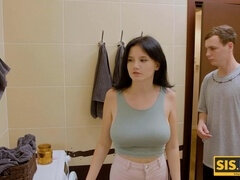 Brunette teen (18+), teen (18+), handsjob