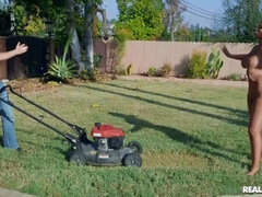 Sexy latina Bridgette B pleasures curly-haired dude outdoors