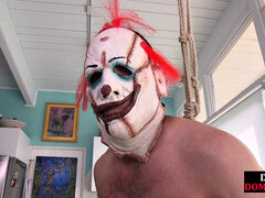 Suspended Dude Gets Dominated By A Mean Femme