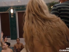 Blonde, Brunette brune, Club, Européenne, Groupe, Lesbienne, Fête, Adolescente