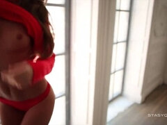 素人, ズームショット, エロティック, 小柄, ロシア人, 一人, ストリッピング, オッパイの