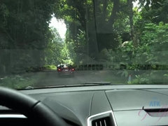 Leie, Blasen, Auto, Zierlich, Pov, Abendanzug, Titten, Nass