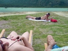 Strand, Spermaladung, Fingern, Flashen, Masturbation, Nackt, Nackt, Öffentlich