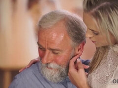 Shanie Ryan, a petite Czech teen, gets her pussy and mouth stuffed with old man's cock