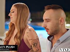 美人, デカパイ, ブロンド, ぽちゃ, チン, 手コキする, キス, フェラする