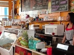 Grote lul, Pijpbeurt, Schattig, Hondjeshouding, Zwart, Hd, Natuurlijke tieten, Mager