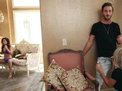 During porn shoot male talent fucks busty script supervisor