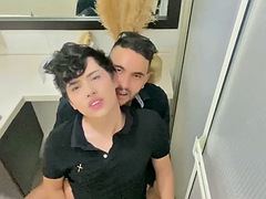 アナル, 浴室, 中出し, ゲイ, シャワー, フェラする