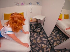 Redhead Stewardess Hairy Pussy Doggystyle Creampie Between Flights At Hotel