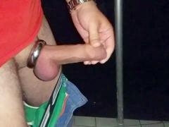 Cock ring blowjobs and handjobs, crossdresser gets down in public