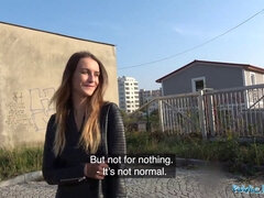 Nasty amateur gets her pantyless pussy pounded hard in public by stranger on public agent