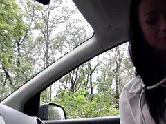 Hitchhiker in stockings fucked in closeup pov
