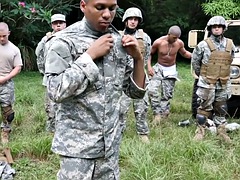 Army bottom bareback sportswoman outdoors in front of voyeurs