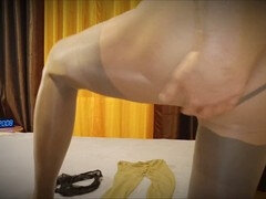 Schwul, Handjob, Masturbation, Nylon, Strumpfhose, Solo, Strümpfe
