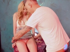 Sensual encounter of a blonde Japanese nymph with her ex-boyfriend