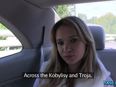 Angelina pretty European blonde seduced in car - reality