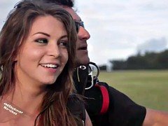 Badass hot babes sky diving and have fun