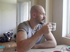 Wife dominates husband with strapon in an illusion of choice