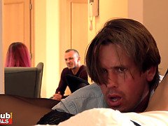 デカチン, フェラチオ, 茶髪の, イマラチオ, 毛深い, オーガズム, オマンコ, 濡れ