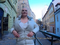 Blonde MILF with massive tits trades her body for cash in a hot reality video