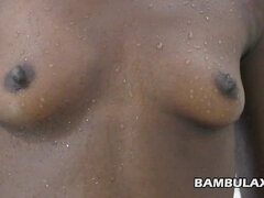 デカチン, 黒人, バック, 自家製, 異人種間, 小柄, シャワー, ティーン