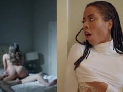 Blowjob, Brunette, Caught, Cheating, Husband, Latina, Lesbian, Threesome