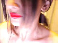 Lieveling, Grote mammen, Bruinharig, Latijnse vrouw, Openbaar, Douche, Alleen, Tieten likken