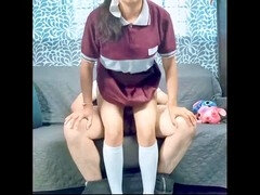 Collège université, Fait maison, Innocente, Fille latino, Mexicainne, Professeur, Adolescente, Uniforme