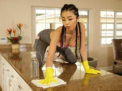 Mamada, Morena, Atrapados, Peludo, Cocina, Masturbación, Adolescente, Tetas