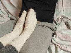 Leie, Spermaladung, Füsse, Fussjob, Socken