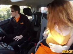 Fake Driving Instructor Bangs His Adorable Redhead Teen Pupil in the Car, Giving Her a Creampie