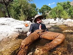 Pissing, wetting, and cooling off after a hot day of work