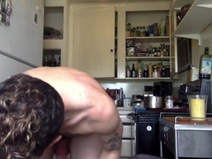 hidden cam in kitchen post exercise