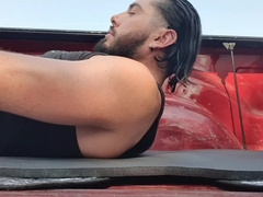 IMMENSE JIZZ Flow on my camper box - SELF FACIAL CUMSHOT & SELF JISM GOBBLING