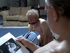 Acting like a dog and willing to please his old master