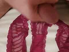 Moaning and cumming on pink panties