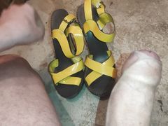 Cum on heels sexy and hot wooden light yellow heels