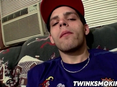 Sexy twinks Drac and Nolan jerking off while smoking cigars