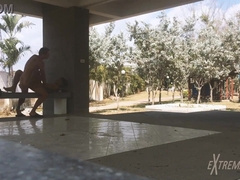 Lads fuckfest near football sphere buddies have fun