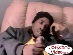 Nervous Isaac gets comfortable wanking off his BBC