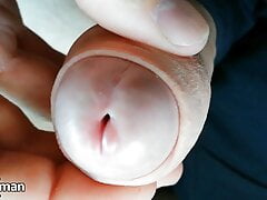 Close-up of my glans releasing the first drop of precum - SoloXman