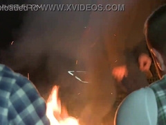 Beefy cowboy gets trussed up to the front of a van