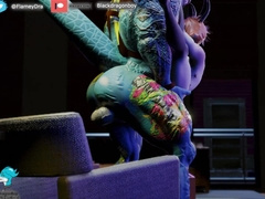 (No tongue sound ) LARGE DRAGON AND LIL BUNNY HOMO Hairy 3 DIMENSIONAL Animacion